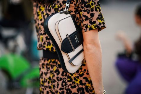 A model with a Prada bag in Paris